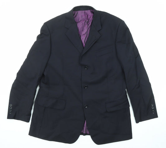 Racing Green Mens Blue Wool Jacket Suit Jacket Size 42 Regular