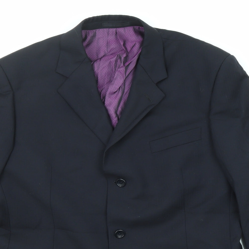 Racing Green Mens Blue Wool Jacket Suit Jacket Size 42 Regular