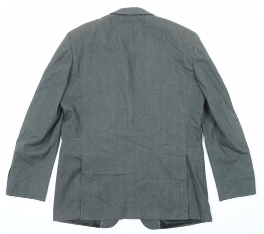 Terry de Havilland Mens Grey Polyester Jacket Suit Jacket Size 42 Regular