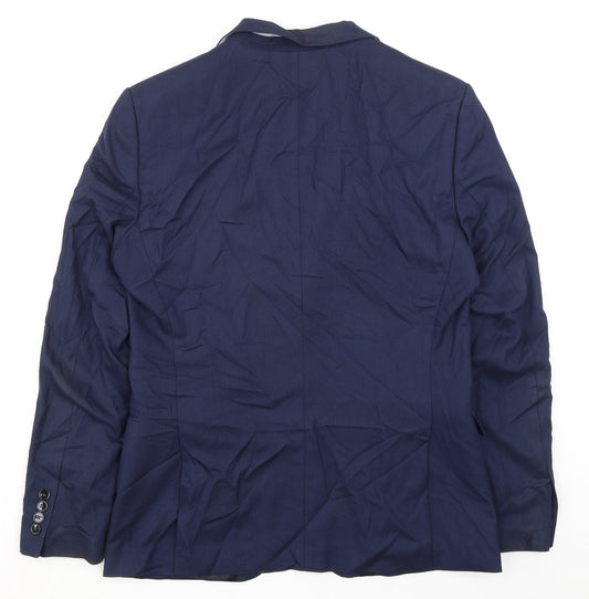 Zara Mens Blue Polyester Jacket Suit Jacket Size 40 Regular