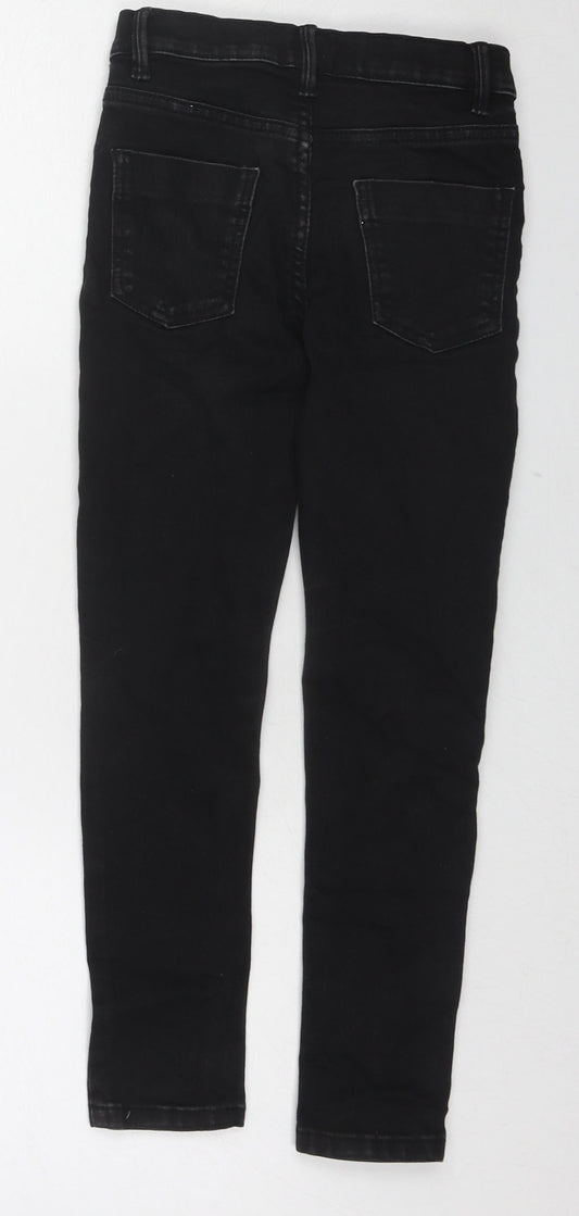 River Island Girls Black Cotton Skinny Jeans Size 8 Years Regular Zip