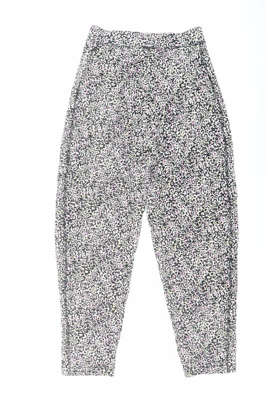 Marks and Spencer Womens Multicoloured Animal Print Viscose Harem Trousers Size 6 L26 in Regular - Leopard Print