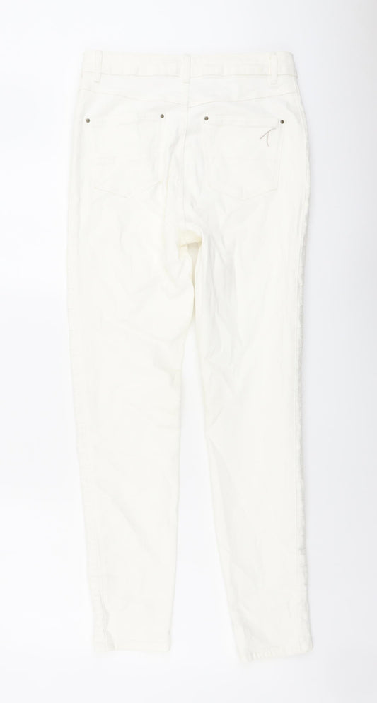 Marks and Spencer Womens Ivory Cotton Skinny Jeans Size 10 L28 in Regular Button