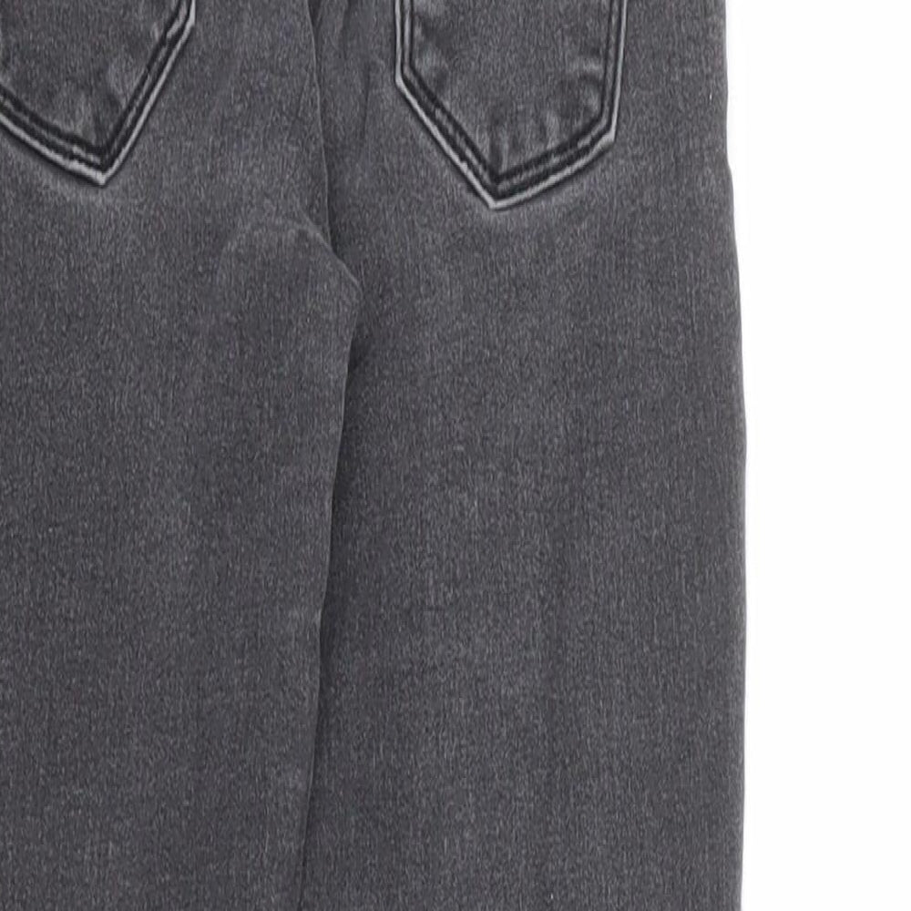 Denim & Co. Girls Grey Cotton Skinny Jeans Size 8-9 Years L24 in Regular Zip