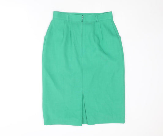 St Michael Womens Green Polyester Straight & Pencil Skirt Size 14 Zip