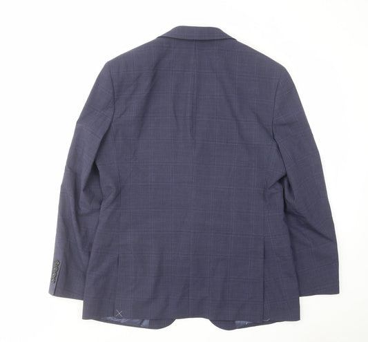 Marks and Spencer Mens Blue Check Wool Jacket Suit Jacket Size 40 Regular