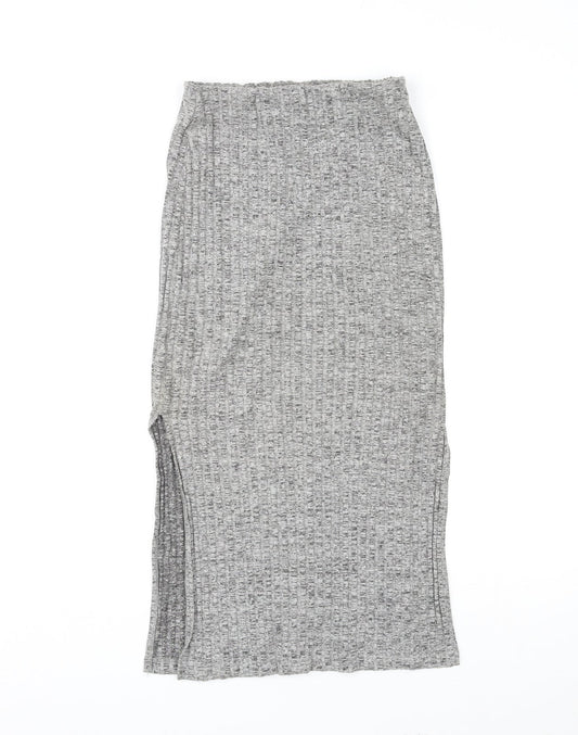Topshop Womens Grey Cotton A-Line Skirt Size 6