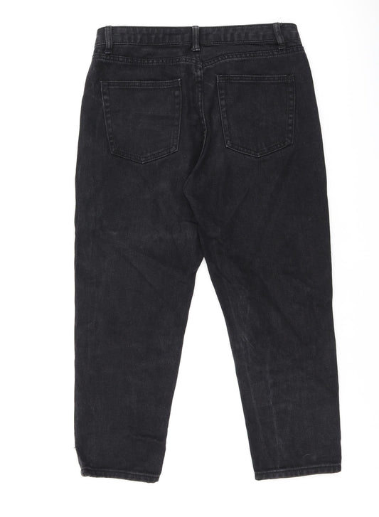 NEATO Womens Black Cotton Mom Jeans Size S L22 in Regular Zip