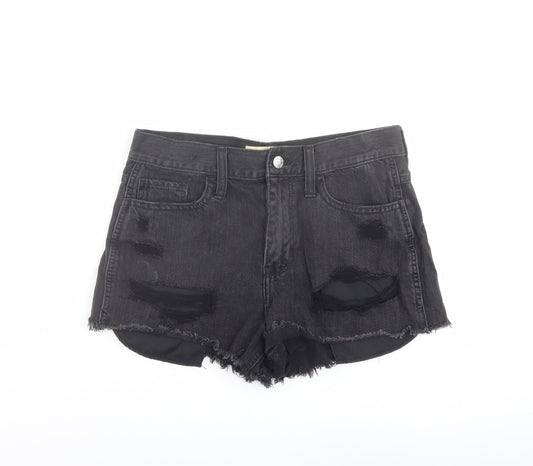 Hollister Womens Grey Cotton Cut-Off Shorts Size 27 in L3 in Regular Zip - Distressed look