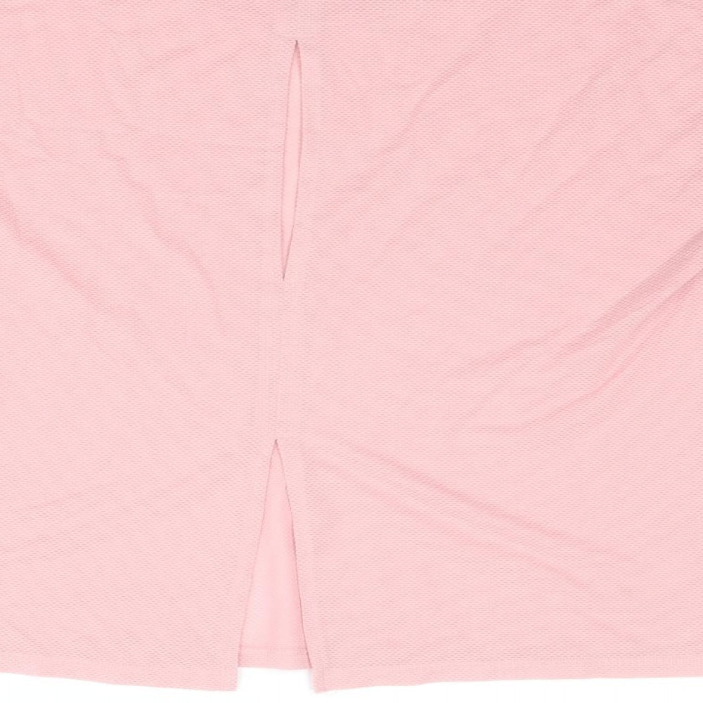 Marks and Spencer Womens Pink Polyester Basic T-Shirt Size 10 Boat Neck