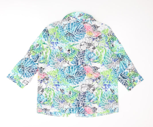 EWM Womens Multicoloured Floral Polyester Basic Button-Up Size 16 Collared
