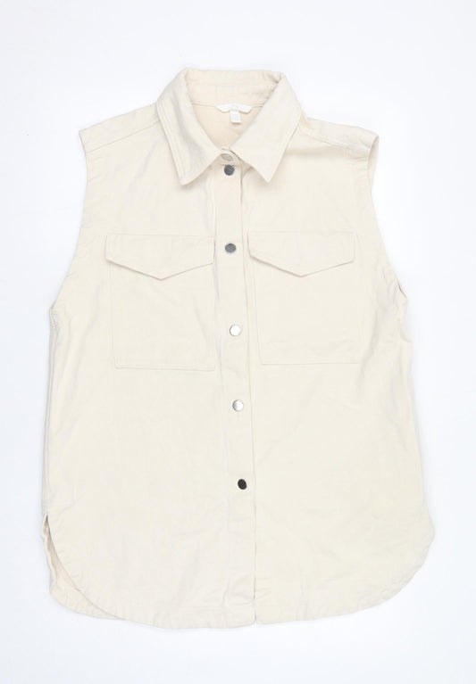 H&M Womens Ivory Jacket Waistcoat Size M Button