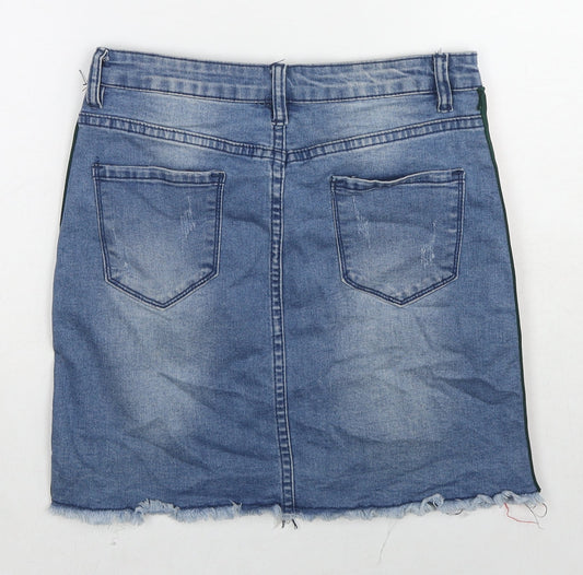 My Bestiny Womens Blue Cotton A-Line Skirt Size 10 Zip