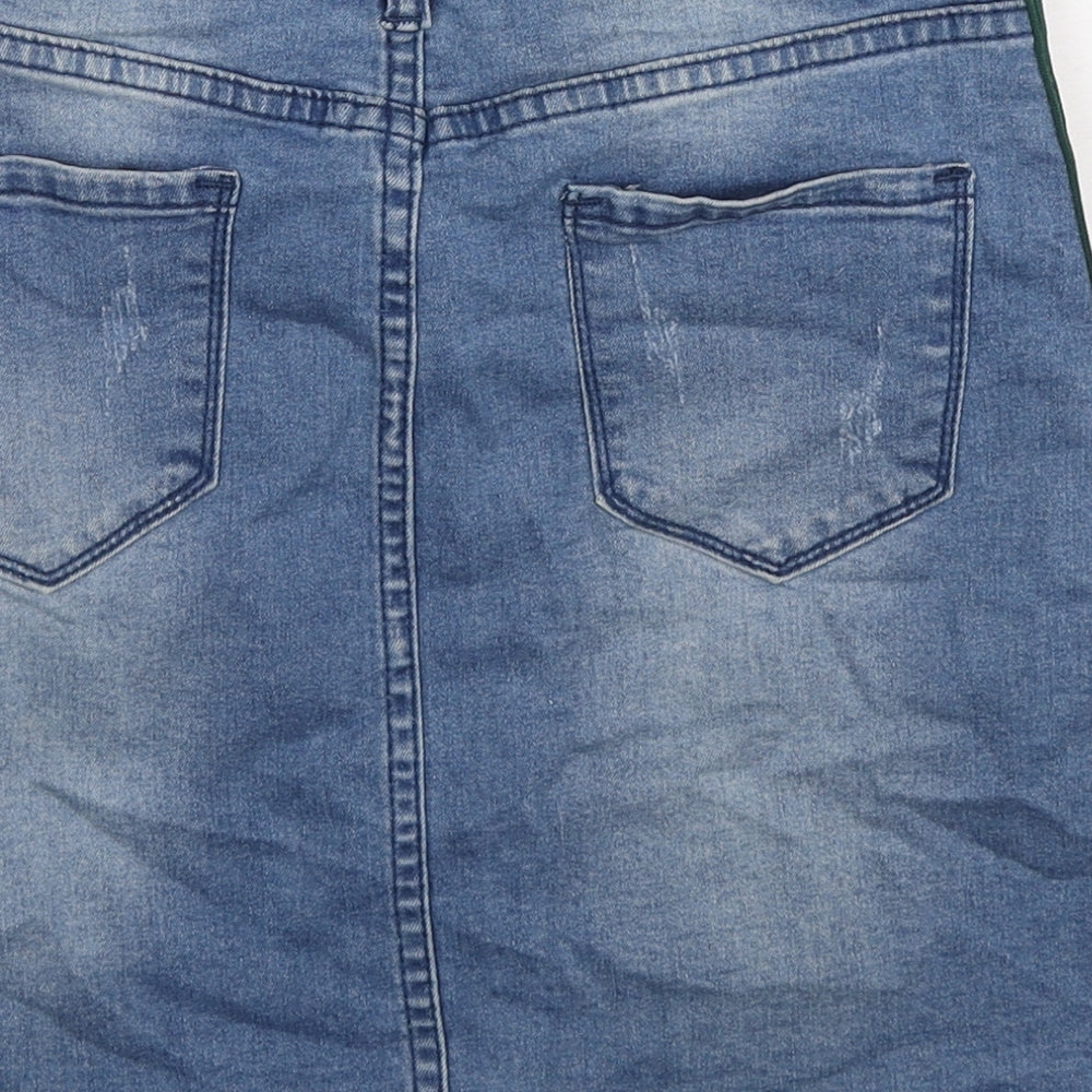 My Bestiny Womens Blue Cotton A-Line Skirt Size 10 Zip