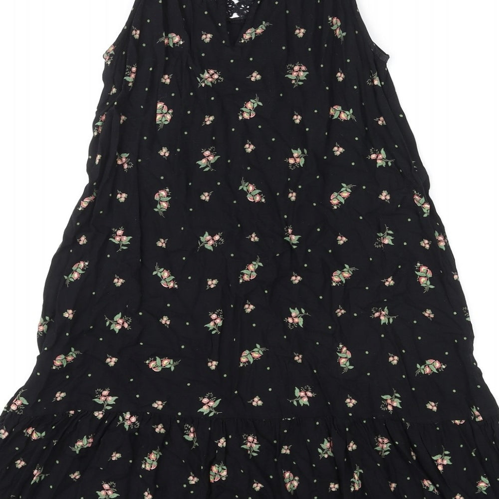 River Island Womens Multicoloured Floral Viscose Skater Dress Size 6 Round Neck Pullover