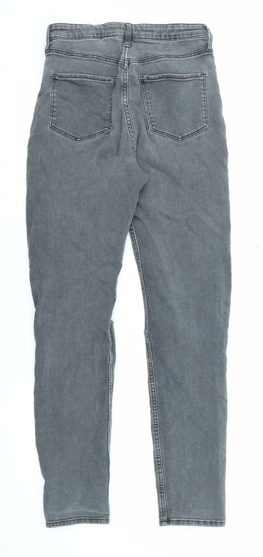 H&M Girls Grey Cotton Skinny Jeans Size 12-13 Years L26 in Regular Zip - Distressed