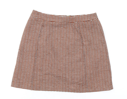 Topshop Womens Ivory Geometric Polyester A-Line Skirt Size 6 Zip