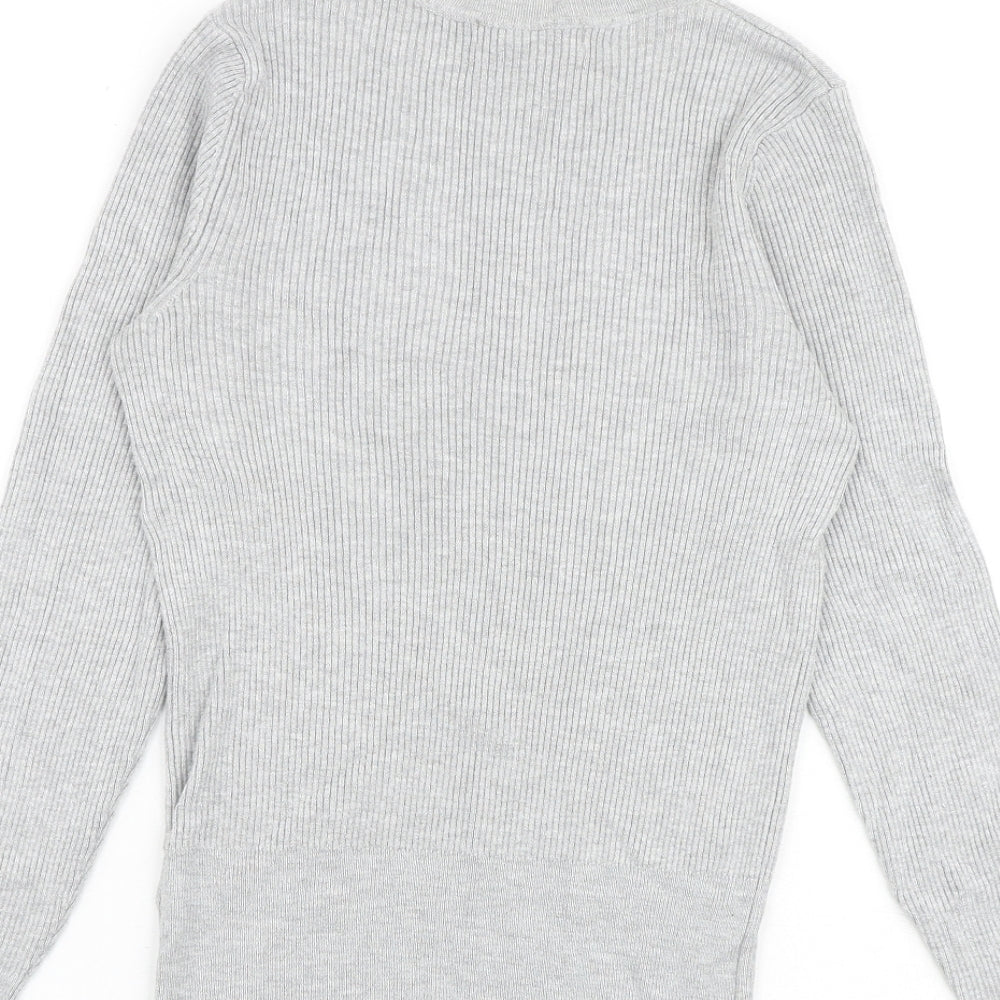 Marks and Spencer Womens Grey Round Neck Viscose Pullover Jumper Size 10