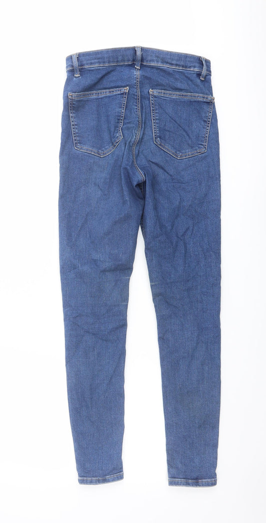 Topshop Womens Blue Cotton Skinny Jeans Size 27 in L28 in Regular Button