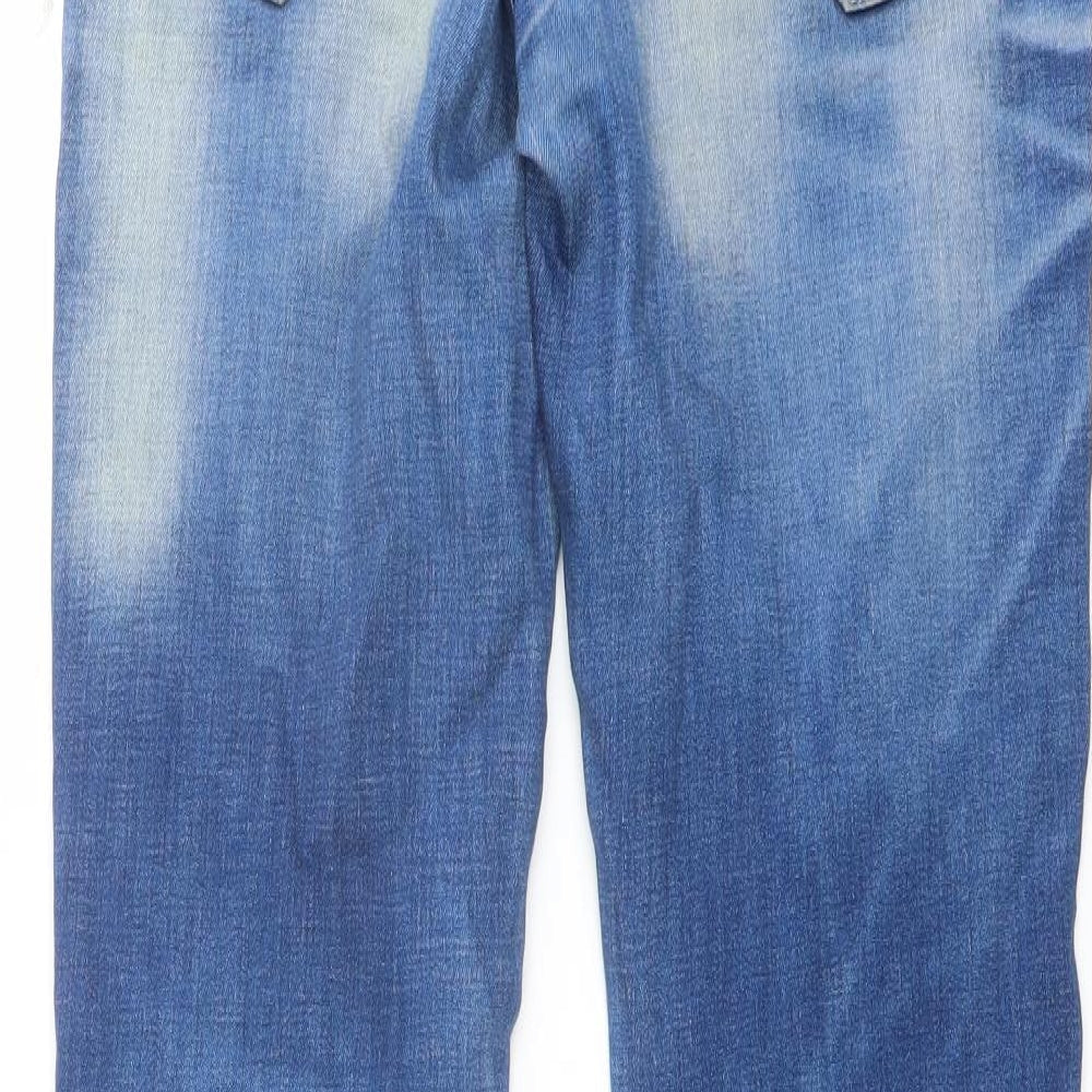 Pull&Bear Mens Blue Cotton Straight Jeans Size 30 in L31 in Regular Button