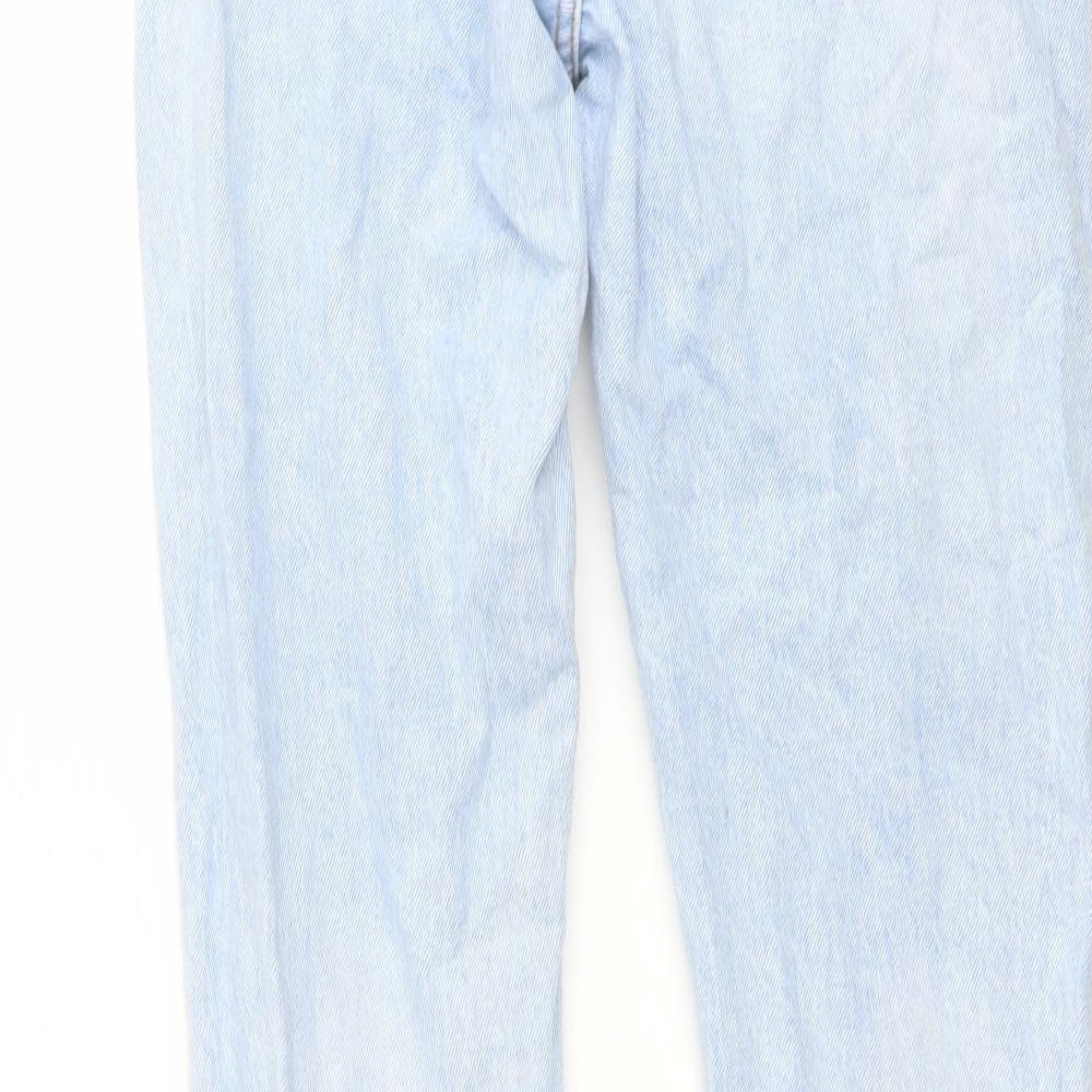 Brand and care label for Denim & Co. women’s beige cotton mom jeans, size UK 10, 27-inch leg regular button