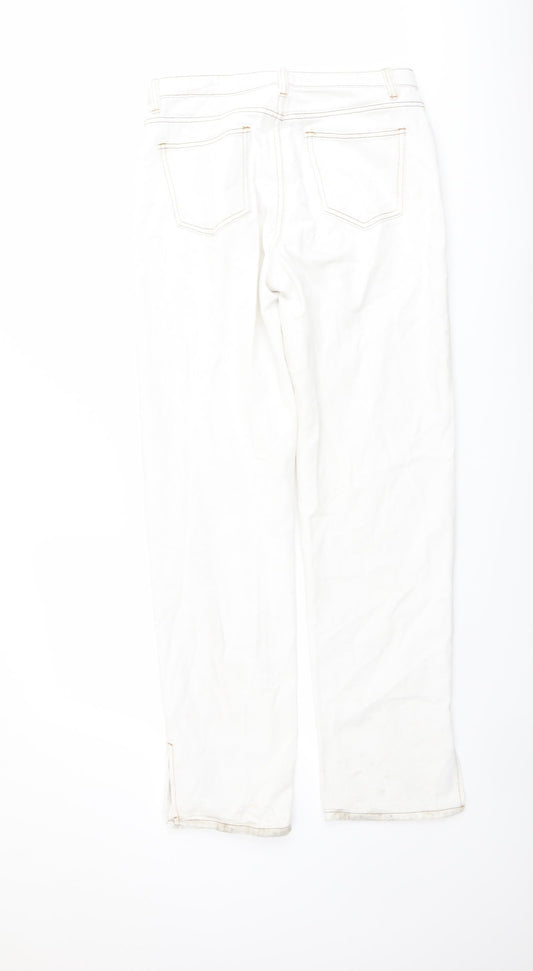 Lioness Womens Ivory Cotton Straight Jeans Size M L30 in Regular Button