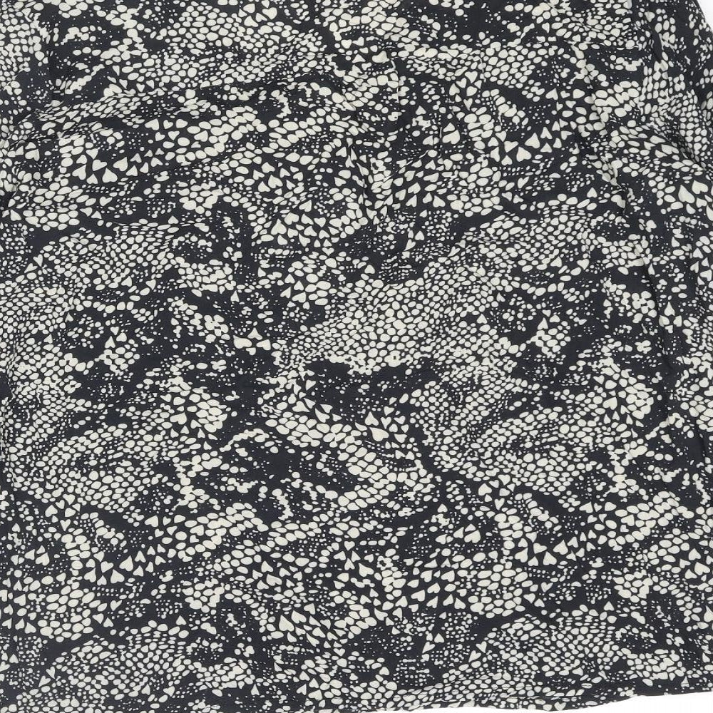 Brand and care label for Only women’s grey animal print polyester basic t-shirt, size UK 10, v-neck