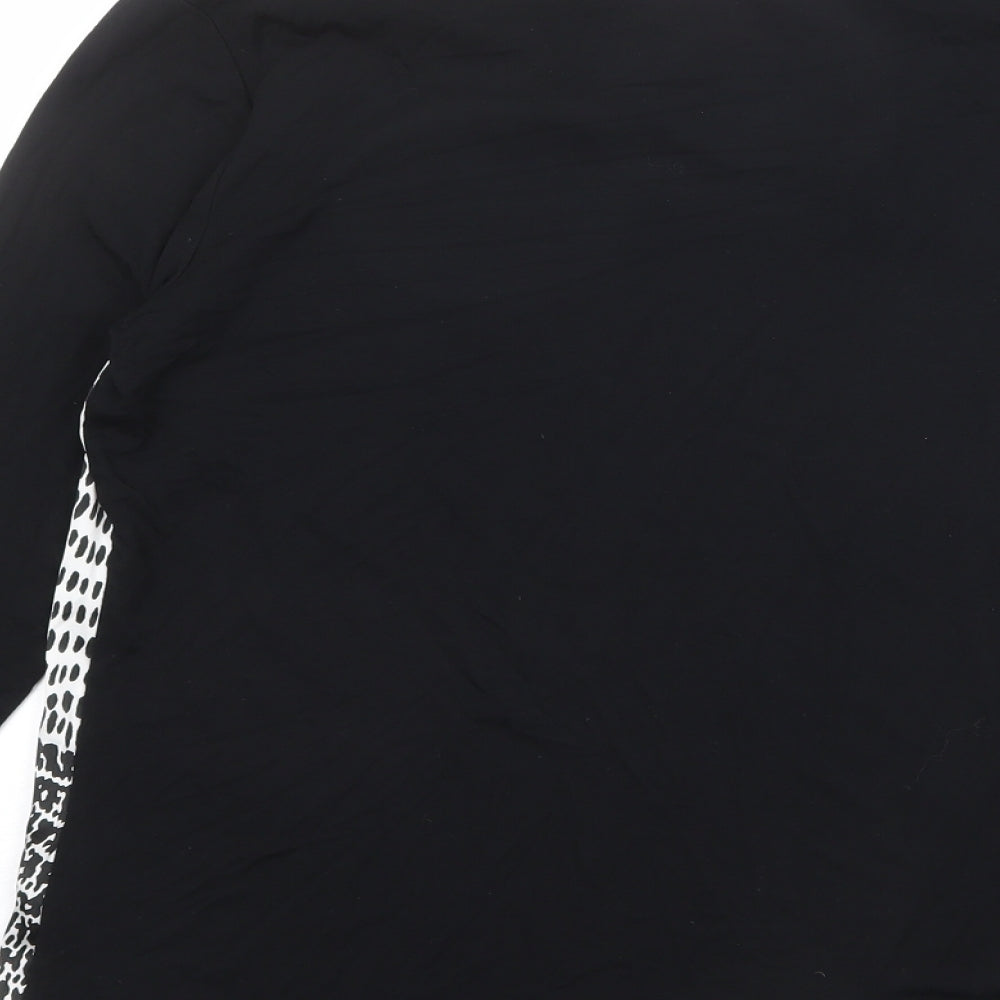 Olsen Womens Black Geometric Viscose Basic Blouse Size 12 Cowl Neck
