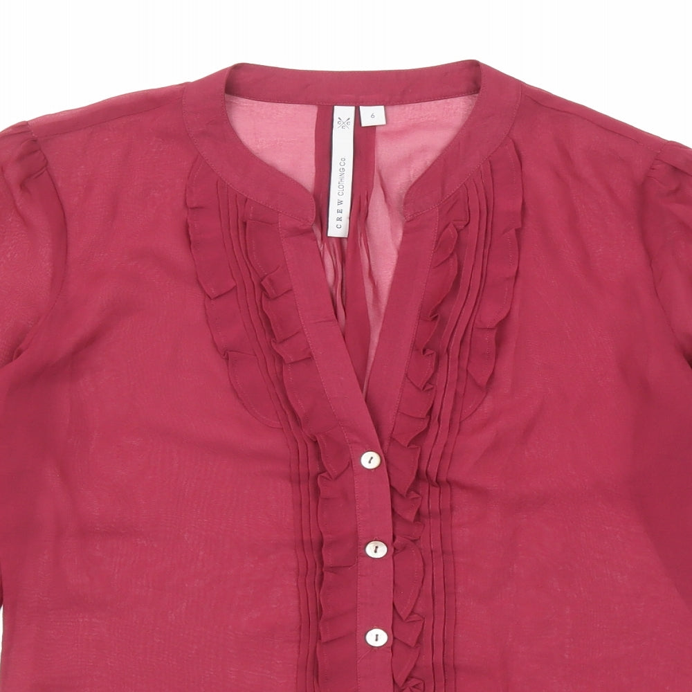 Crew Clothing Womens Purple Polyester Basic Button-Up Size 6 V-Neck