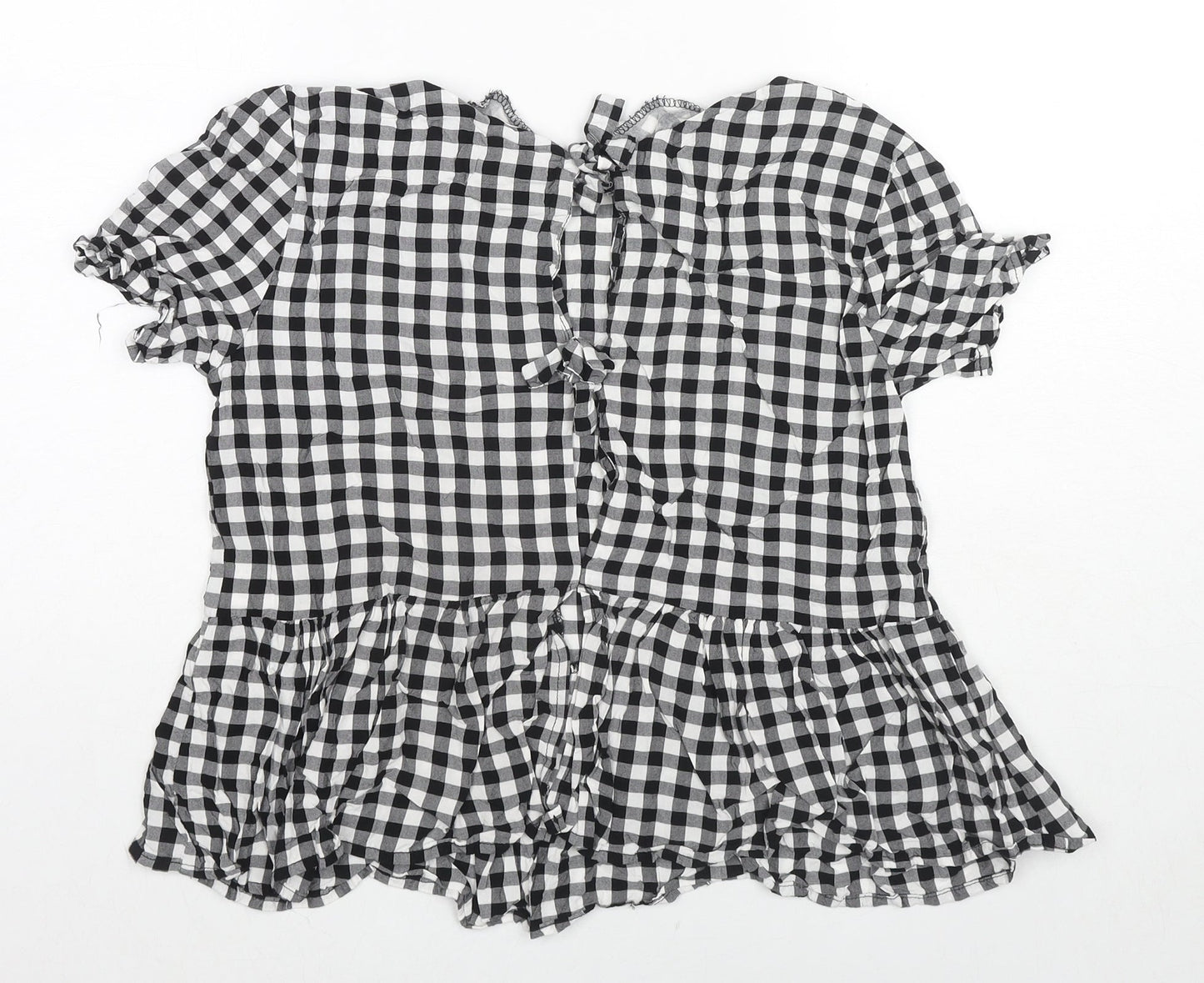 Therapy Womens Black Check Viscose Basic Blouse Size 12 Round Neck