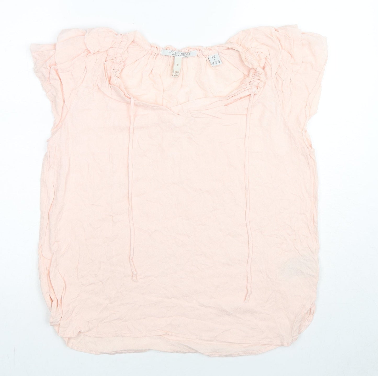 Scotch & Soda Womens Beige Viscose Basic Blouse Size S Round Neck