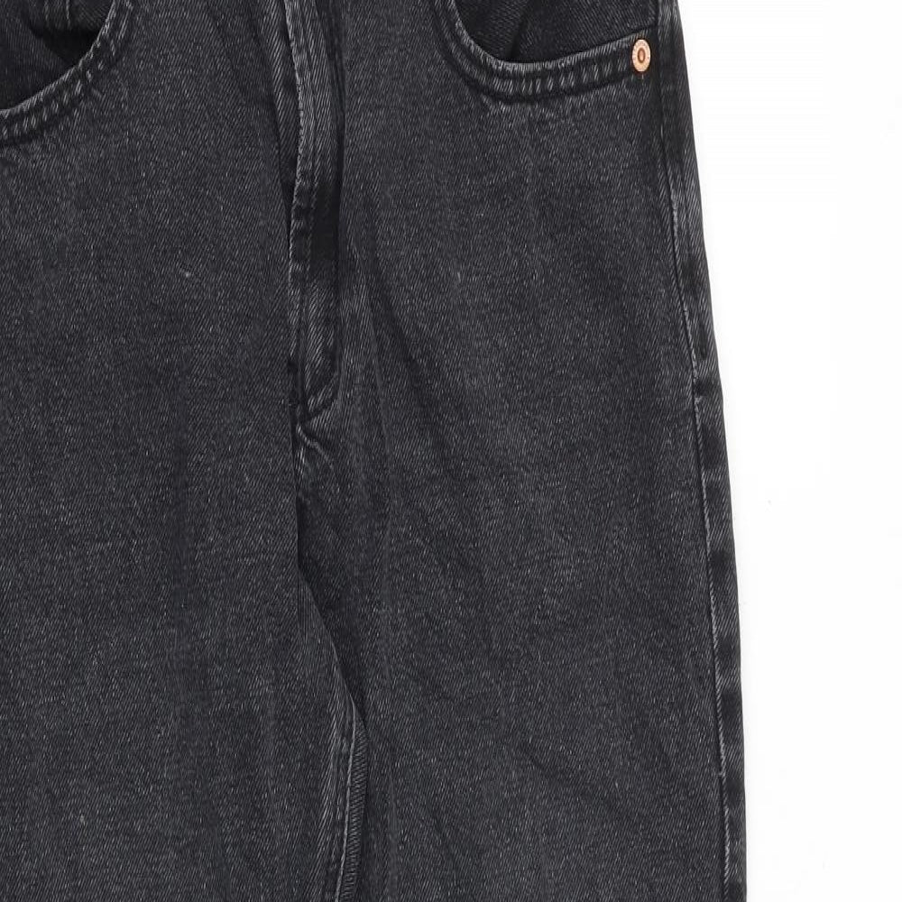 Stradivarius Womens Grey Cotton Straight Jeans Size 12 L30 in Regular Zip