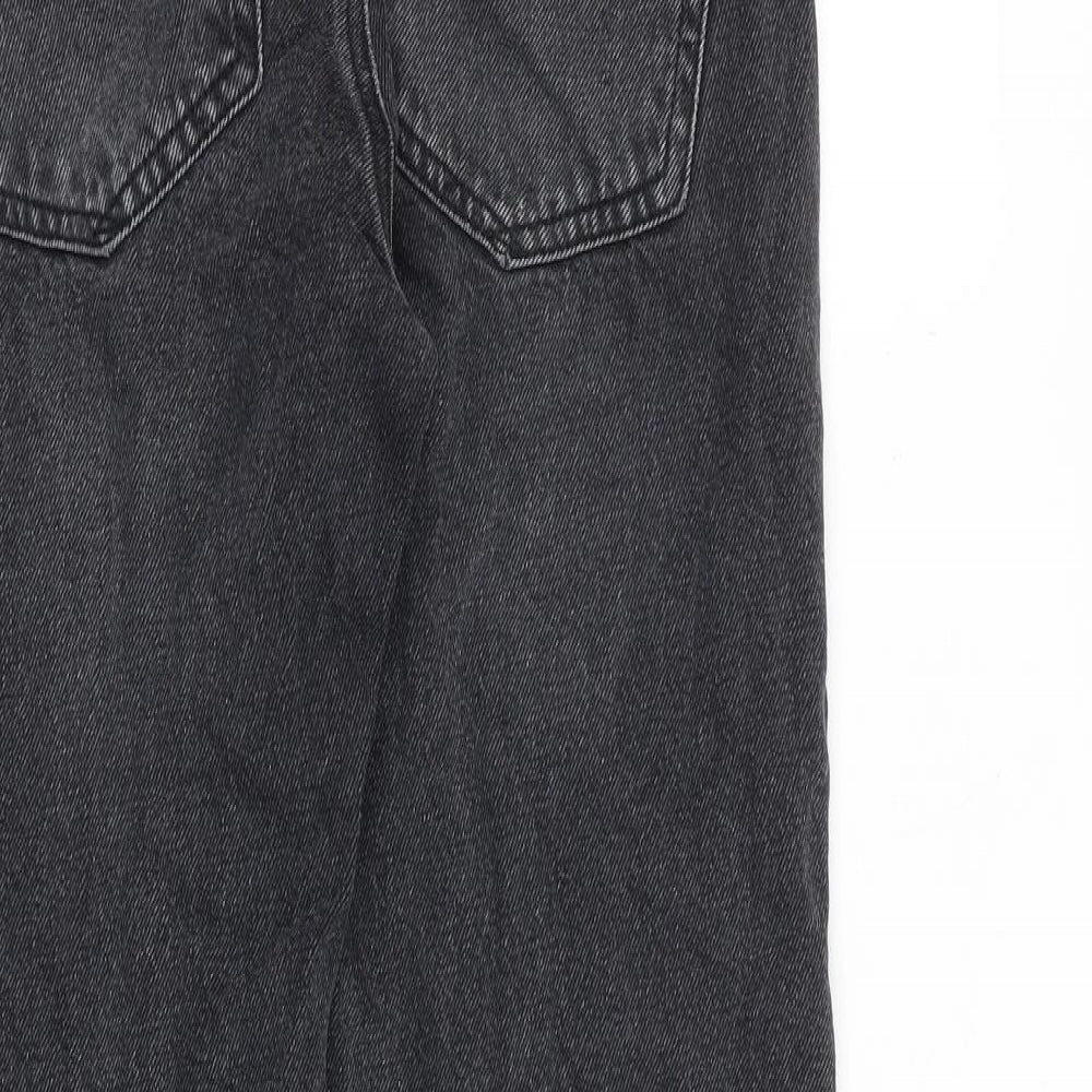 Stradivarius Womens Grey Cotton Straight Jeans Size 12 L30 in Regular Zip