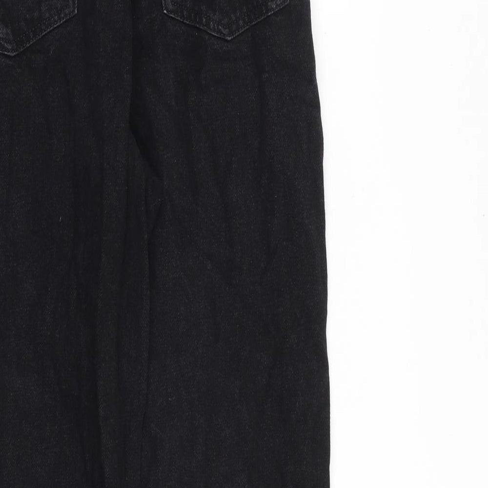 Brand and care label for Denim & Co. women’s black cotton tapered jeans, size UK 10, 28-inch leg regular zip