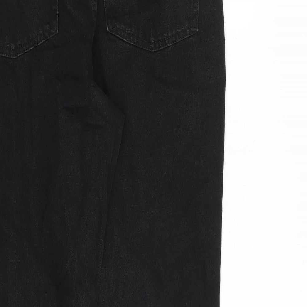 Brand and care label for Denim & Co. women’s black cotton tapered jeans, size UK 12, 28-inch leg regular zip