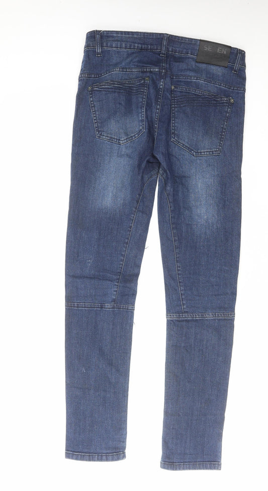 Seven Series Mens Blue Cotton Straight Jeans Size 32 in L30 in Regular Button