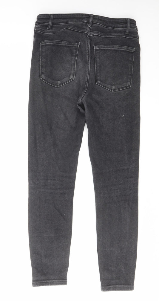 Zara Womens Black Cotton Skinny Jeans Size 10 L27 in Regular Zip