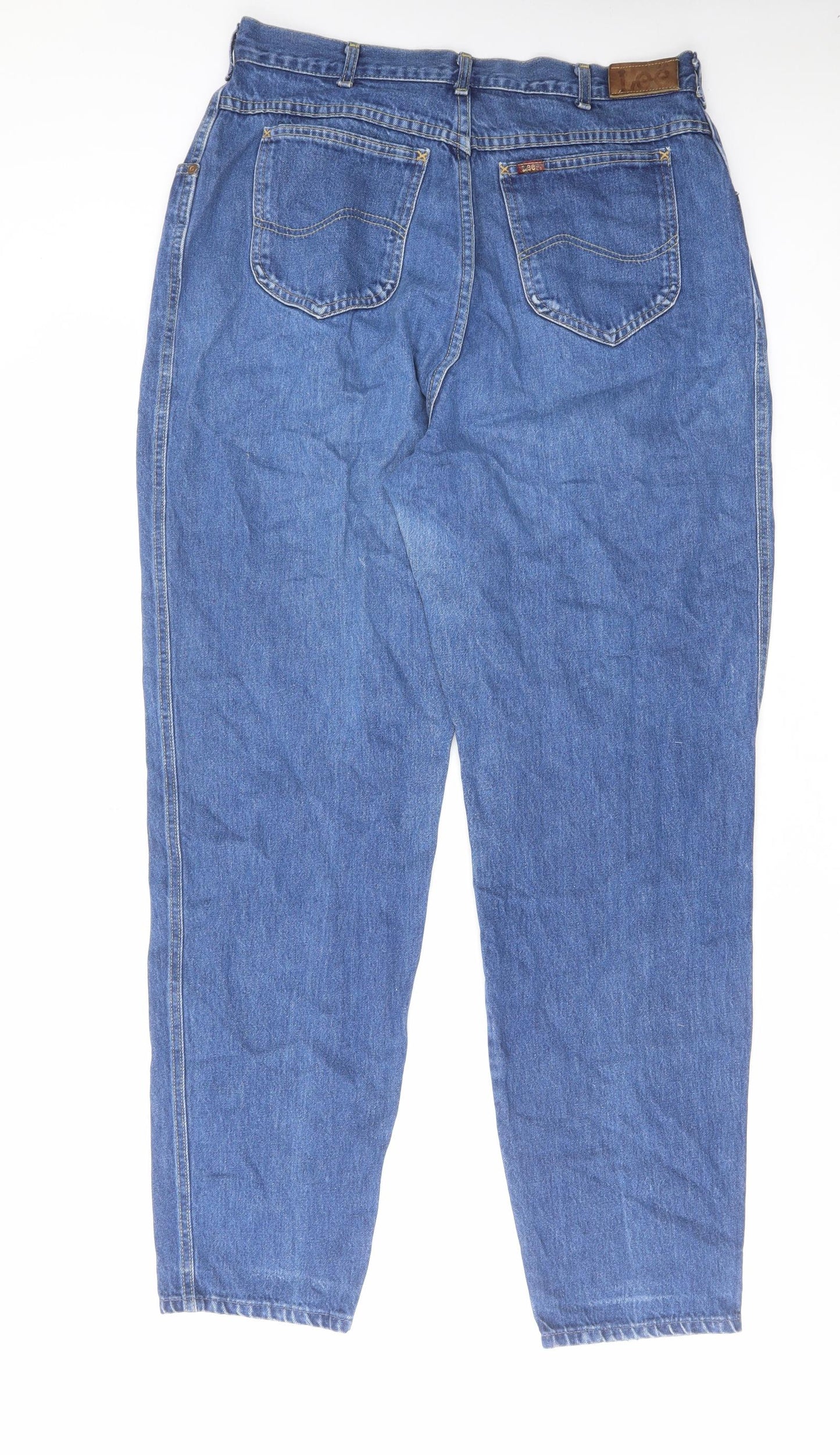 Lee Mens Blue Cotton Straight Jeans Size 32 in L32 in Regular Zip