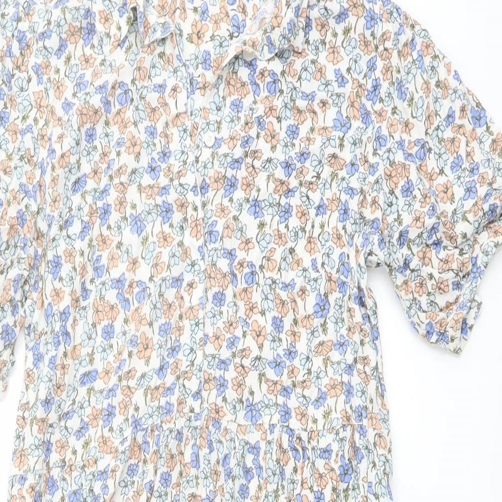 Crew Clothing Womens Multicoloured Floral Viscose Shirt Dress Size 10 Collared Button