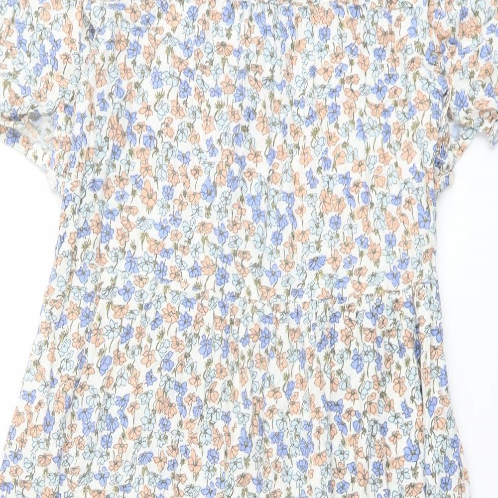 Crew Clothing Womens Multicoloured Floral Viscose Shirt Dress Size 10 Collared Button