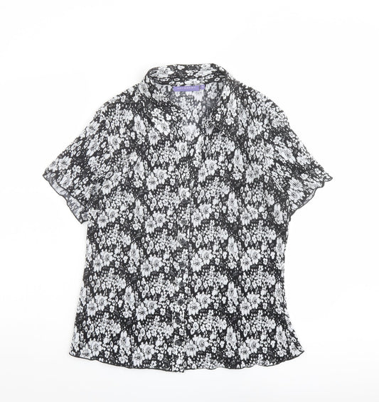 Womens UK Size 16 Autonomy Black Polyester Button-Up