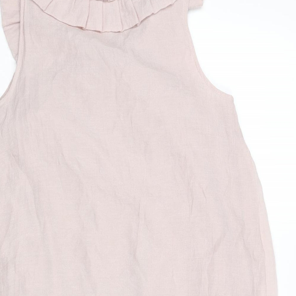 New Look Womens Pink Viscose Basic Tank Size 10 Round Neck