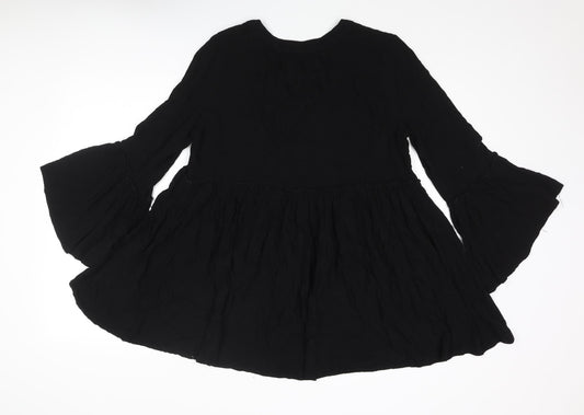 Apricot Womens Black Viscose Basic Blouse Size 8 V-Neck