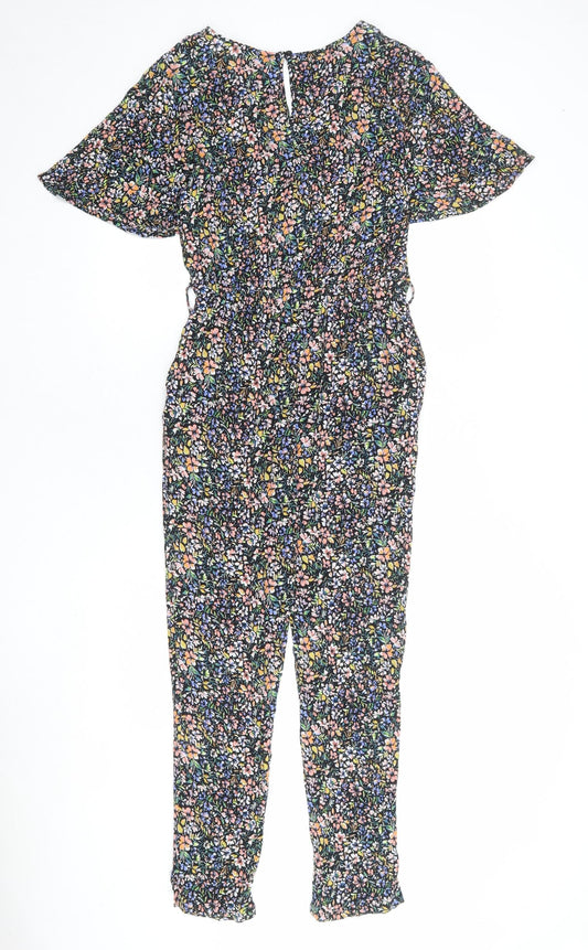 M&Co Womens Multicoloured Floral Polyester Jumpsuit One-Piece Size 8 L23 in Button
