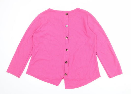 BASSINI Womens Pink Viscose Basic T-Shirt Size M Round Neck - Size M-L