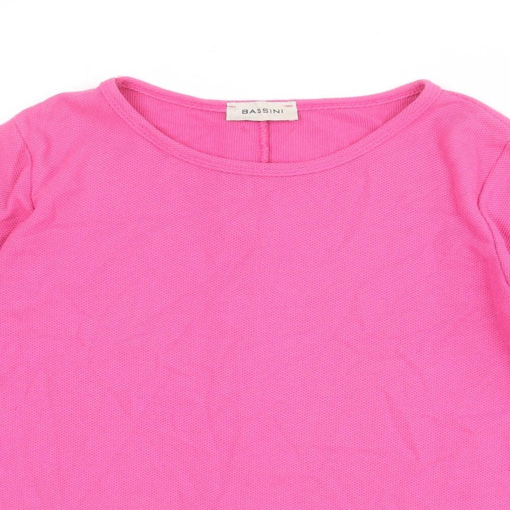 BASSINI Womens Pink Viscose Basic T-Shirt Size M Round Neck - Size M-L