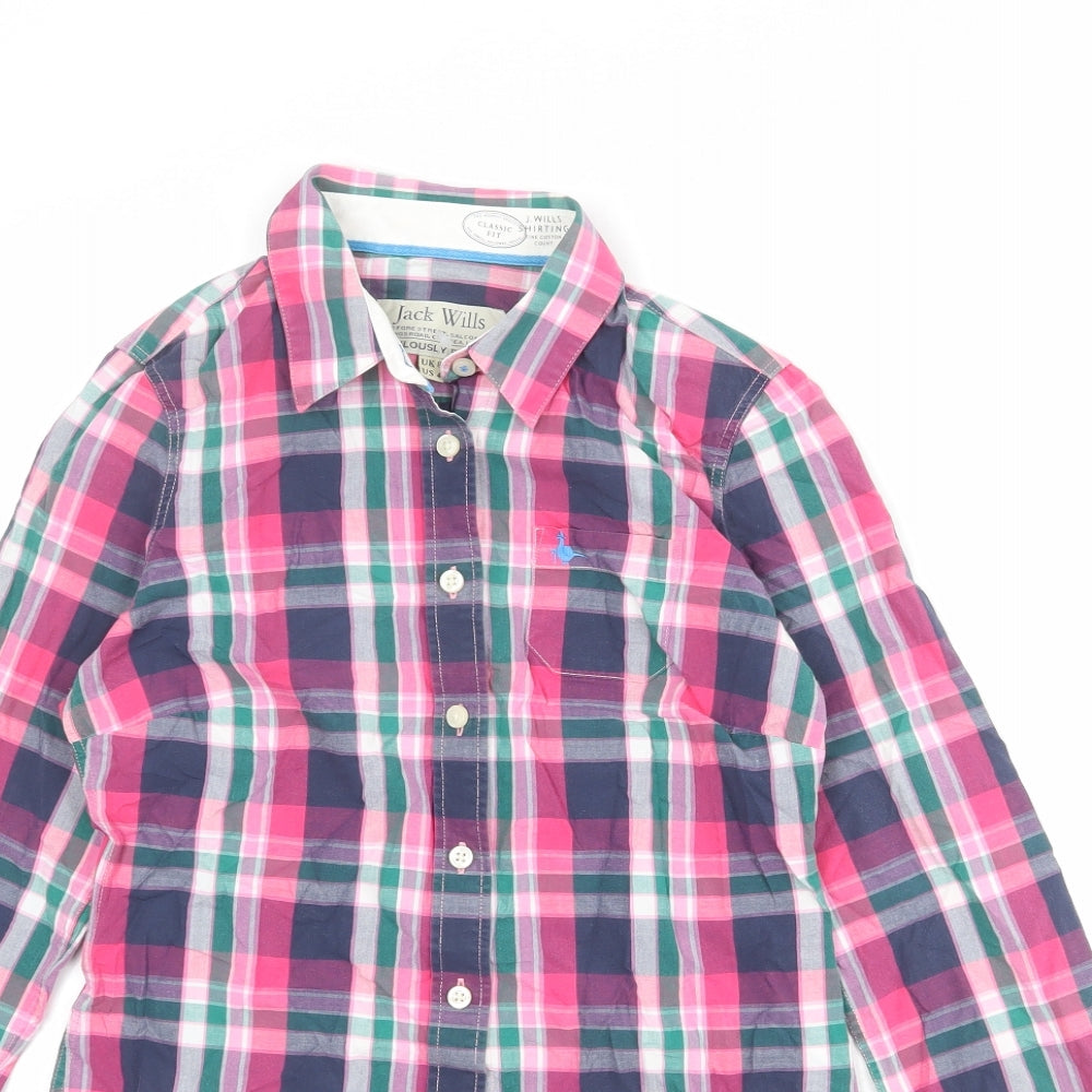 Jack Wills Womens Multicoloured Plaid 100% Cotton Basic Button-Up Size 8 Collared