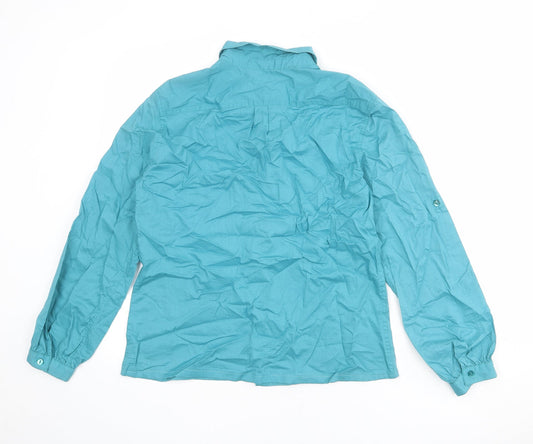 Gap Womens Blue Polyester Basic Button-Up Size S Collared