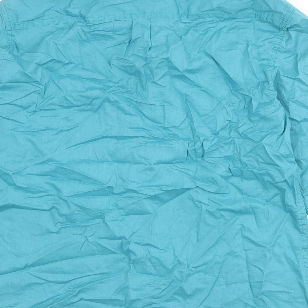 Gap Womens Blue Polyester Basic Button-Up Size S Collared