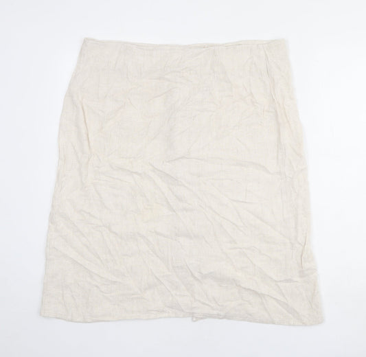 Faith and Joy Womens Beige Viscose A-Line Skirt Size L Button